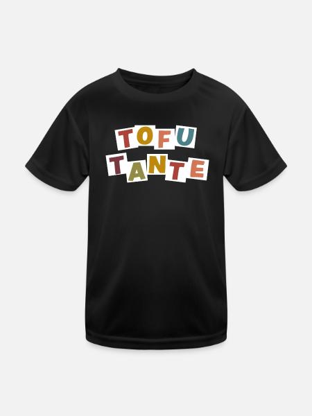 Tofu-Tante - Kinder Funktions-T-Shirt - Schwarz - Vorne
