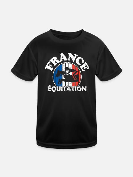 Reitsport - Frankreich Reitsport - Reitsport. - Kinder Funktions-T-Shirt - Schwarz - Vorne