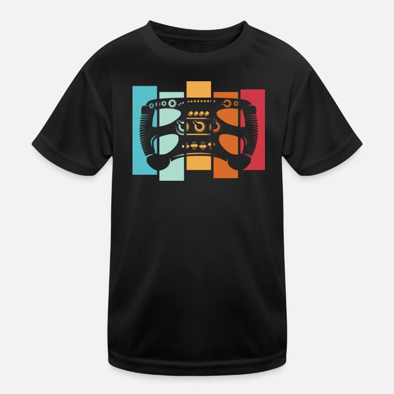 retro racing sim formula steering wheel vintage car logo Kids Functional T-Shirt