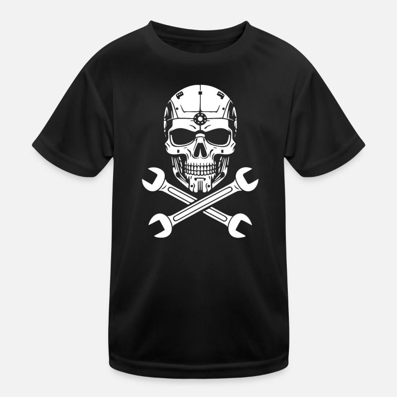 skull, skull, pirate, mechanic, mechanic Kids Functional T-Shirt