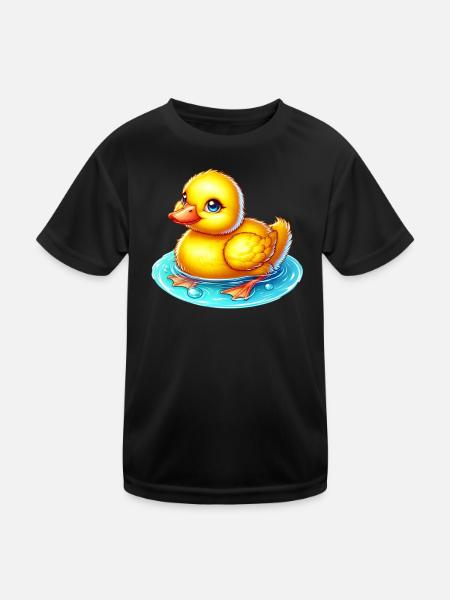 Entenküken Ente Ente - Kinder Funktions-T-Shirt - Schwarz - Vorne