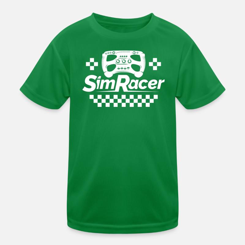 Sim Racer Gamer Sim Racing Steering Wheel Icon Graphic Kids Functional T-Shirt