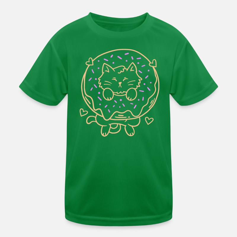 Donut und Katze Kinder Funktions-T-Shirt
