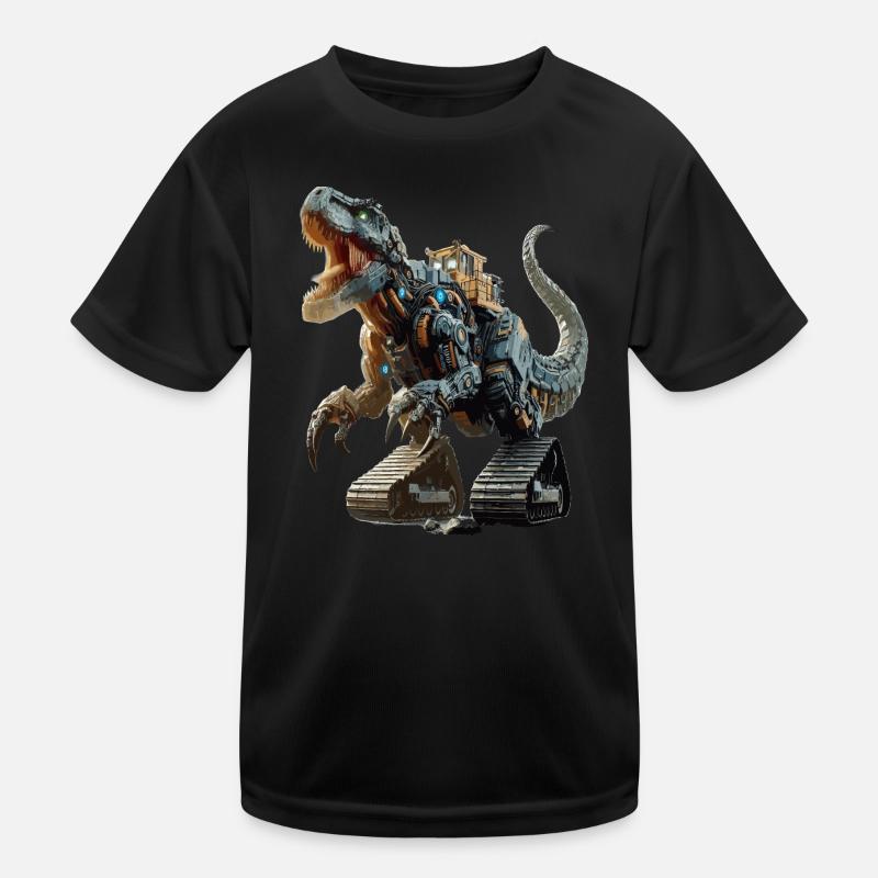 Bagger T-Rex Dinosaurier - Kinder Funktions-T-Shirt - Schwarz