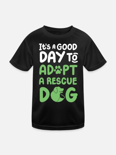 Hund Rettung adoptieren - Kinder Funktions-T-Shirt - Schwarz - Vorne
