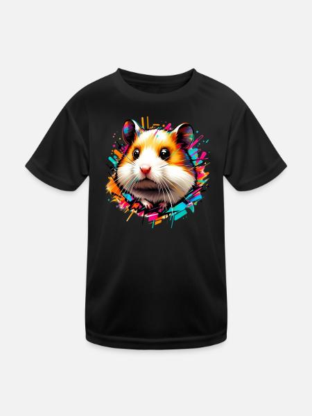 Hamster - Kinder Funktions-T-Shirt - Schwarz - Vorne