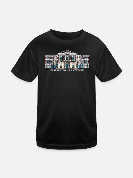 Iconic Festspielhaus Bayreuth, Bavaria - Kids Functional T-Shirt - black - Front