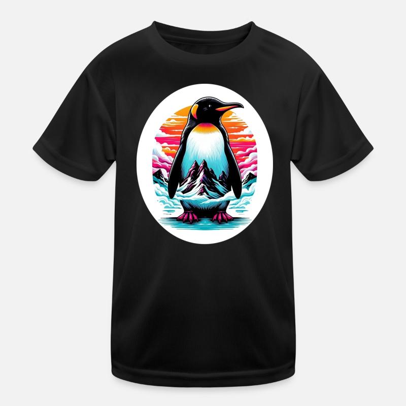 Pinguin - Kinder Funktions-T-Shirt - Schwarz