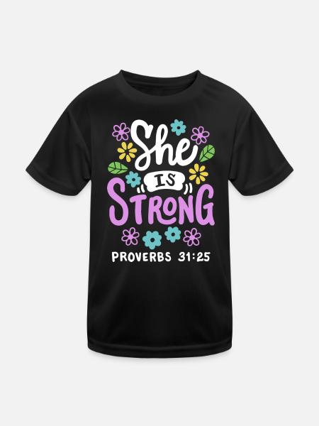 Christlich Glaube Bibelvers - Kinder Funktions-T-Shirt - Schwarz - Vorne
