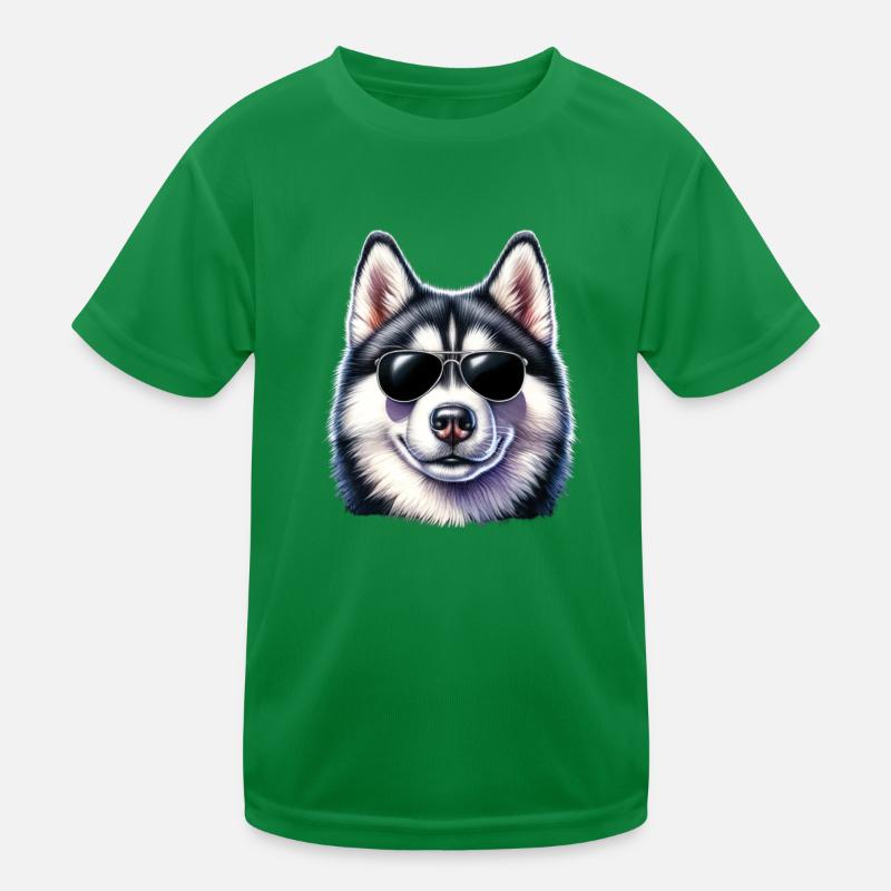 Cooler Husky mit Sonnenbrille Kinder Funktions-T-Shirt