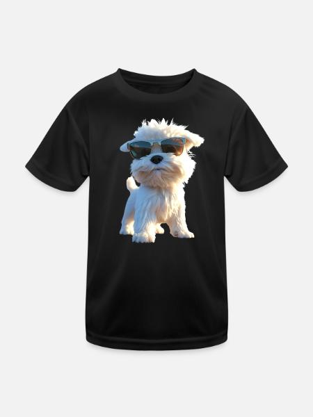 Malteser Kleiner Maltese Hund Liebe Süße Malteser - Kinder Funktions-T-Shirt - Schwarz - Vorne