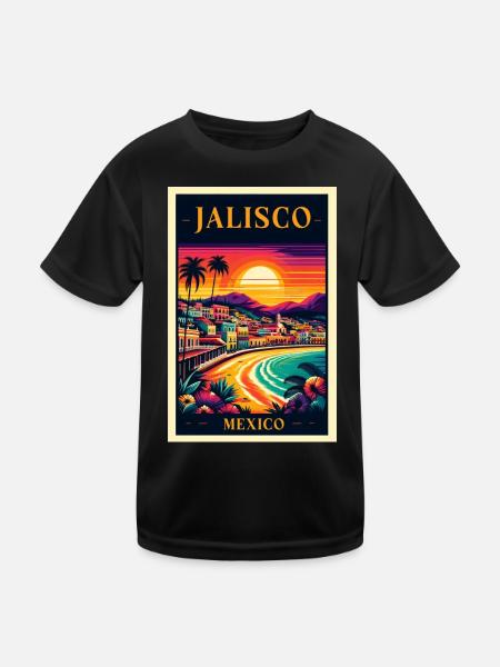 Jalisco Mexico sunset design - Kids Functional T-Shirt - black - Front