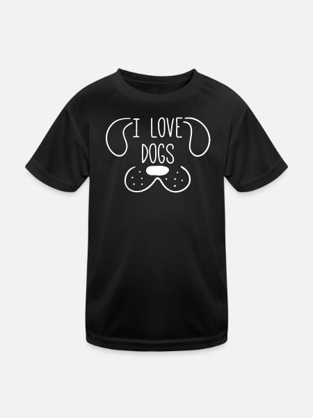 Hund, ich liebe meinen Hund, Hund - Kinder Funktions-T-Shirt - Schwarz - Vorne