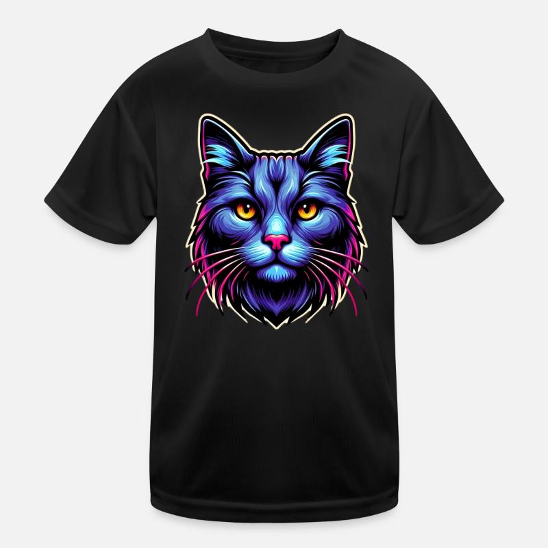 Katze - Kinder Funktions-T-Shirt - Schwarz