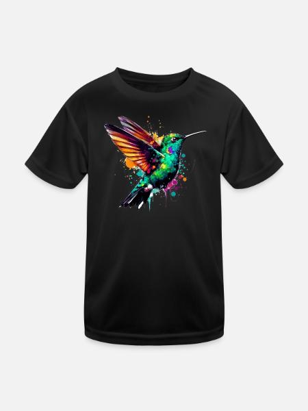 Kolibri - Kinder Funktions-T-Shirt - Schwarz - Vorne