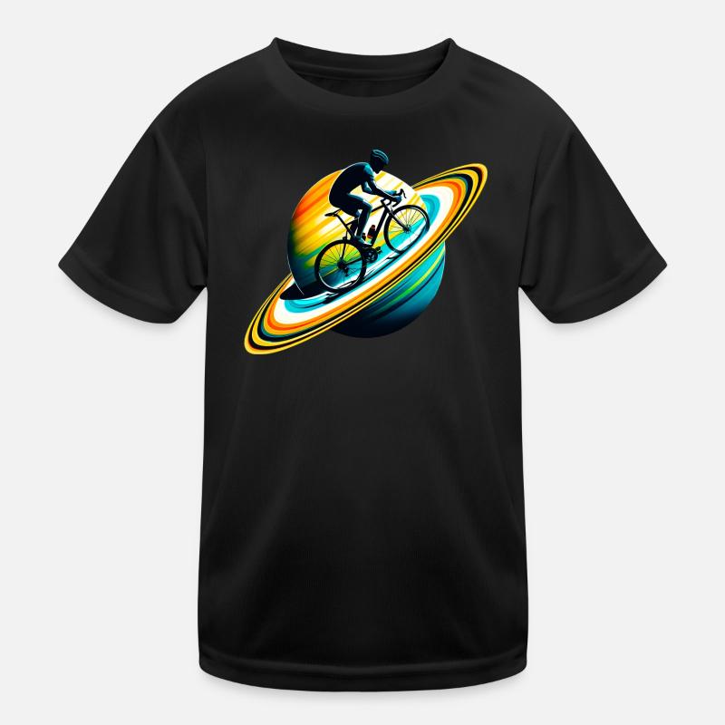 Cyclist on Saturn Kids Functional T-Shirt