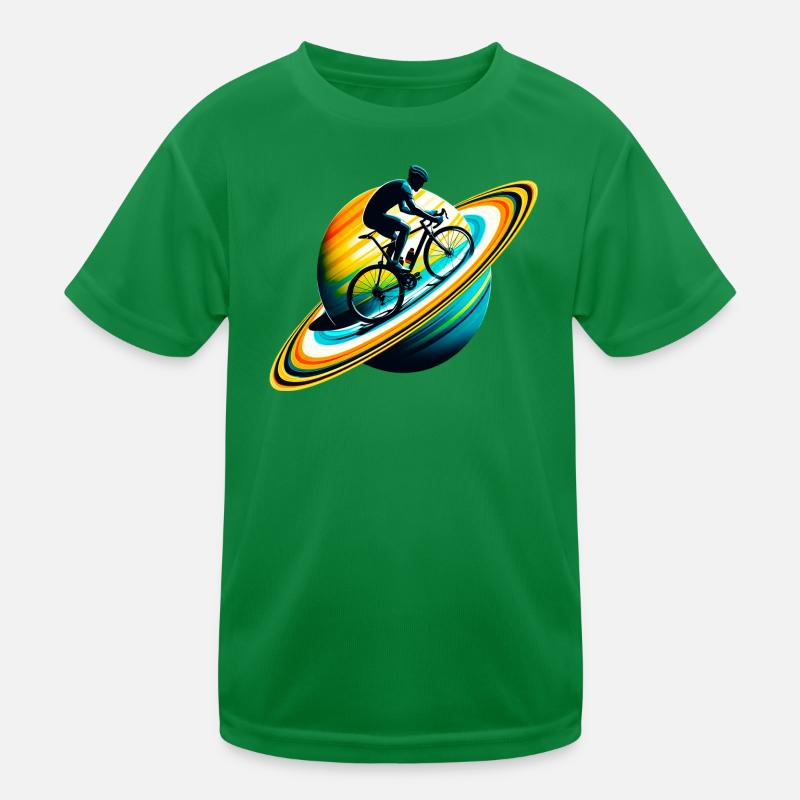 Cyclist on Saturn Kids Functional T-Shirt