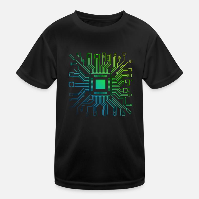 Colorful Computer Circuit Board Tech Electronic Kids Functional T-Shirt