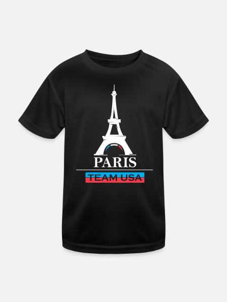 Paris team USA Sport Spiele Athlet Sportler Logo - Kinder Funktions-T-Shirt - Schwarz - Vorne