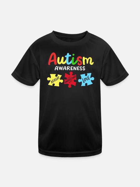 Autismus Bewusstsein - Kinder Funktions-T-Shirt - Schwarz - Vorne