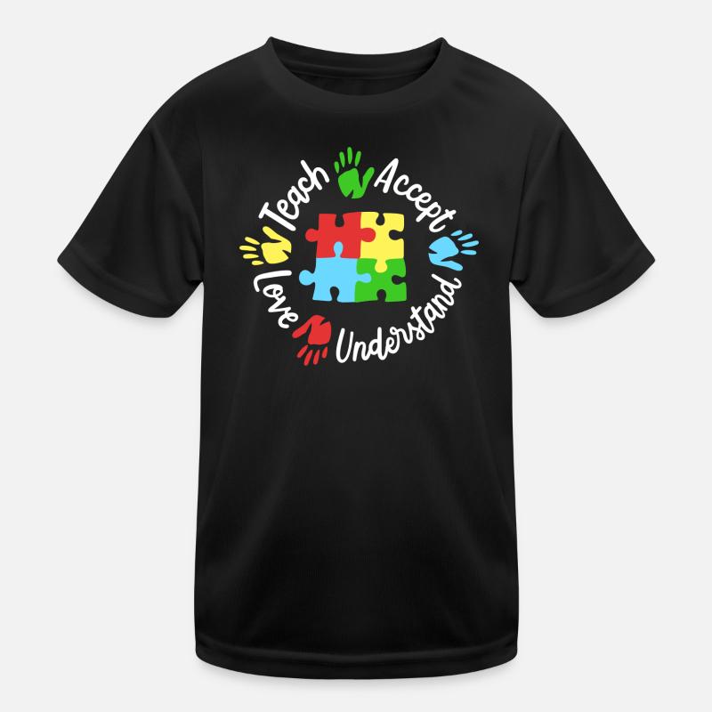 Autismus Bewusstsein Lehrer - Kinder Funktions-T-Shirt - Schwarz