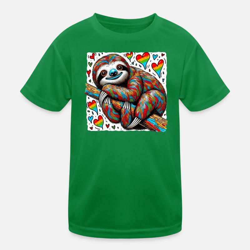 Faultier mit Herzen Kinder Funktions-T-Shirt