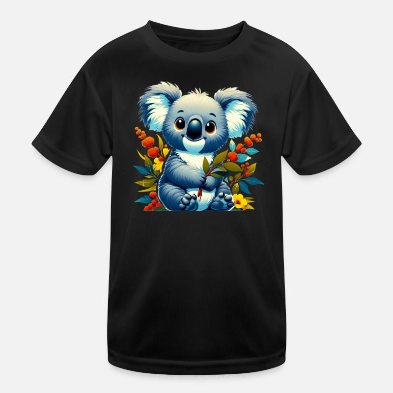 Koala - Kinder Funktions-T-Shirt - Schwarz