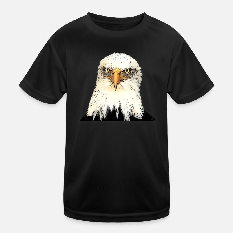 Adlerkopf Illustration mit intensivem Blick Kinder Funktions-T-Shirt
