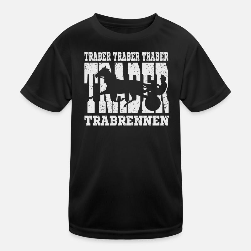 Dekoratives Traber Design - Kinder Funktions-T-Shirt - Schwarz