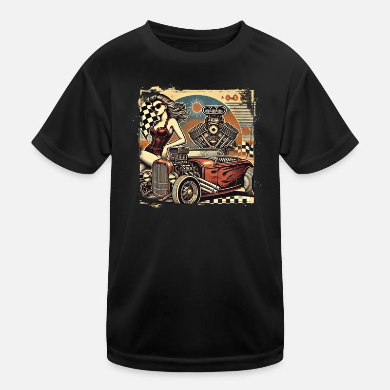 Tuning Hot Rod Design Kids Functional T-Shirt