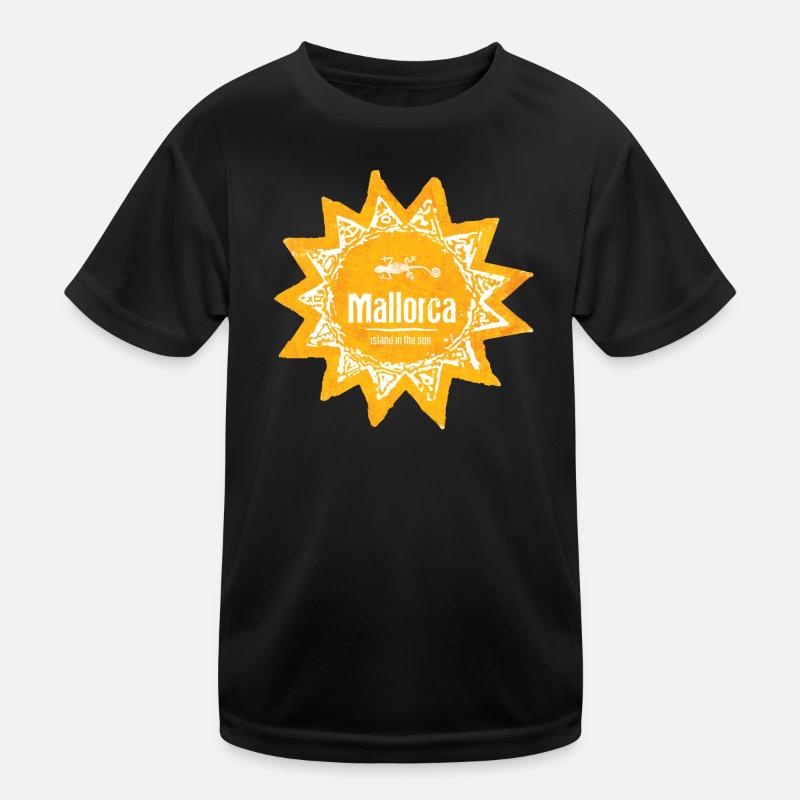 Mallorca Sonnenlogo mit Gecko und Sonne - Kinder Funktions-T-Shirt - Schwarz