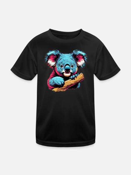 Koala - Kinder Funktions-T-Shirt - Schwarz