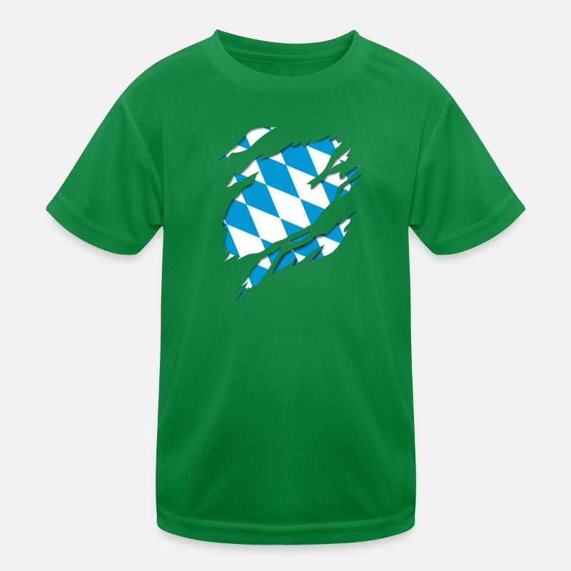 Bavaria flag and coat of arms 3D tear effect. Kids Functional T-Shirt