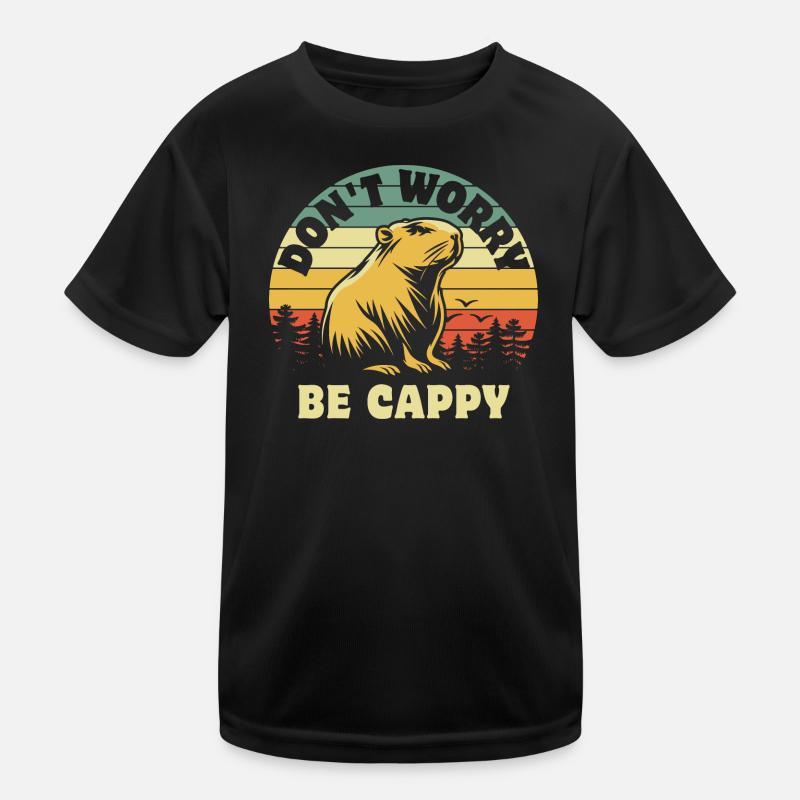 Don't worry be Cappy - Capybara - Kinder Funktions-T-Shirt - Schwarz