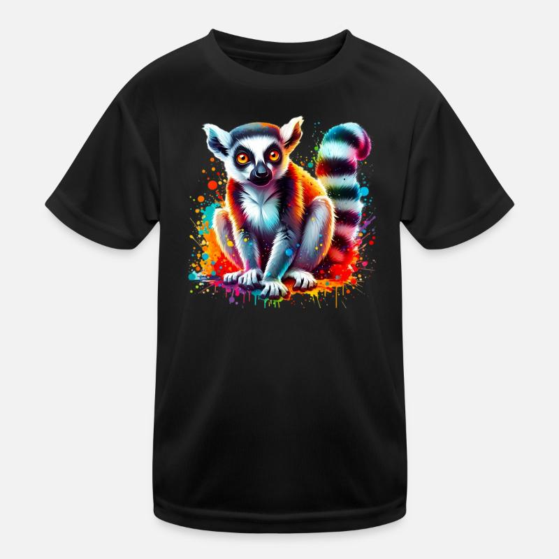 Lemur - Kinder Funktions-T-Shirt - Schwarz