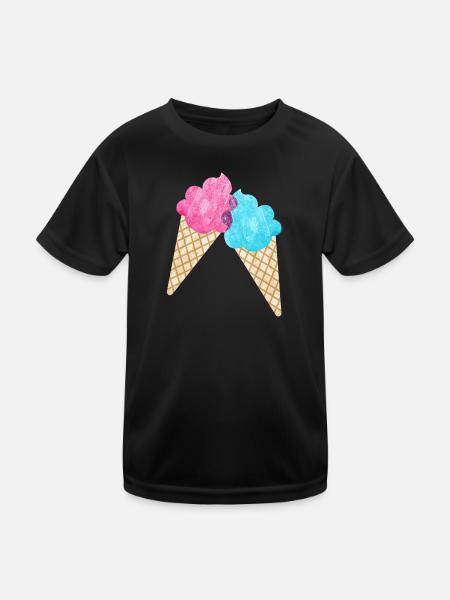 Eis Paar Duo Sommer Eisdiele cool Sommer zwei Fan - Kinder Funktions-T-Shirt - Schwarz - Vorne