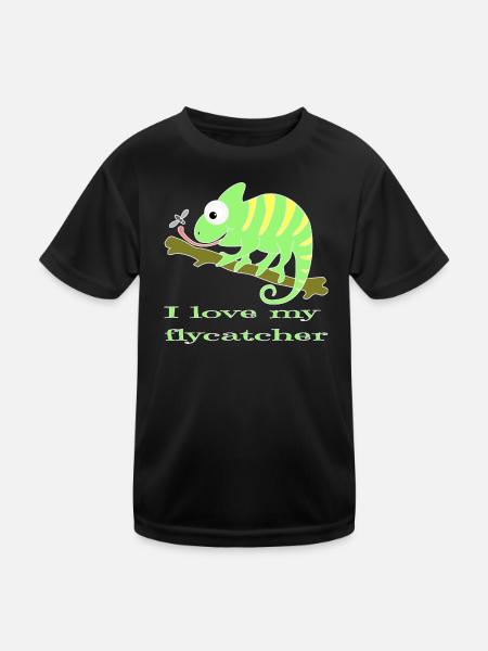 Chamaeleon tier - Kinder Funktions-T-Shirt - Schwarz - Vorne