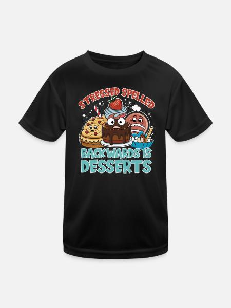 Stressed Spelled Backwards Desserts - Kids Functional T-Shirt - black - Front