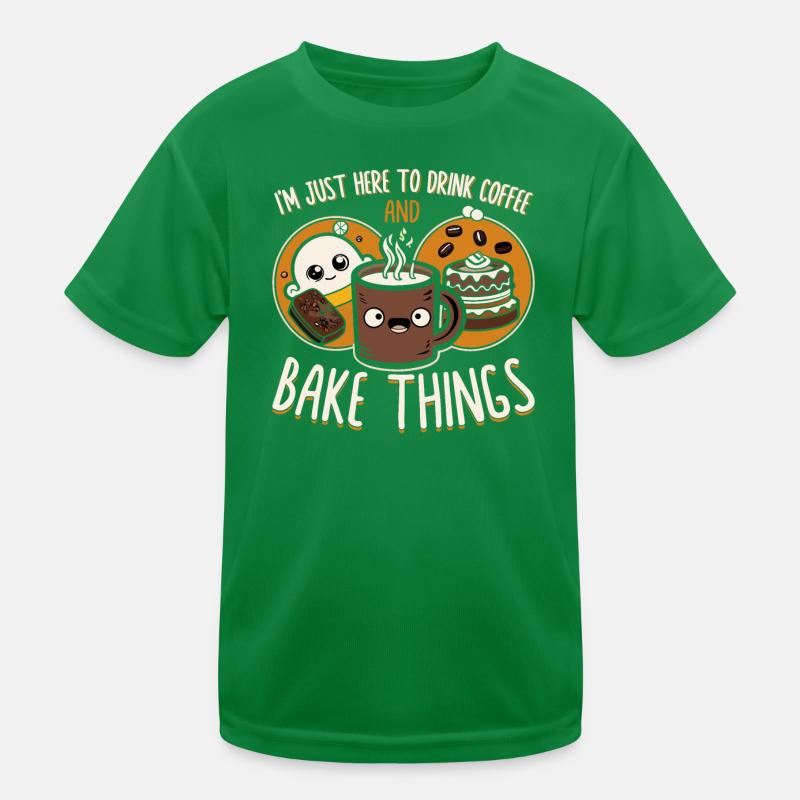Kaffee und Backen Spruch Illustration Kinder Funktions-T-Shirt
