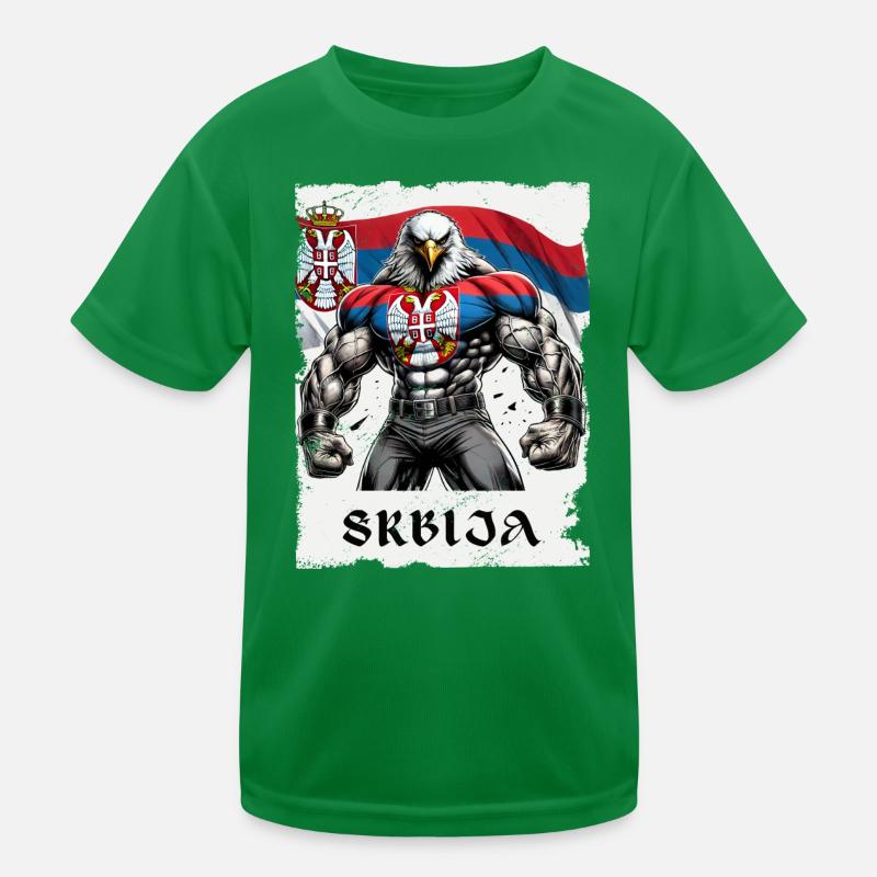 Design de musculation Serbia Eagle T-shirt sport Enfant