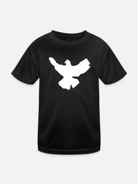 Weiße Friedenstaube - Kinder Funktions-T-Shirt - Schwarz - Vorne