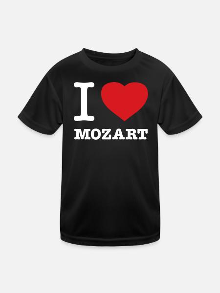 I LOVE MOZART - Kinder Funktions-T-Shirt - Schwarz - Vorne