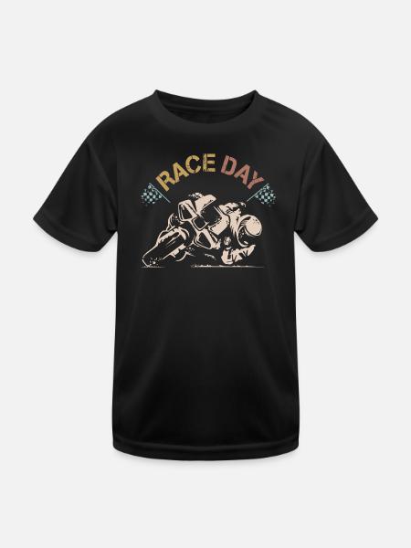 retro superbike raceday Motorrad used look Symbol - Kinder Funktions-T-Shirt - Schwarz - Vorne