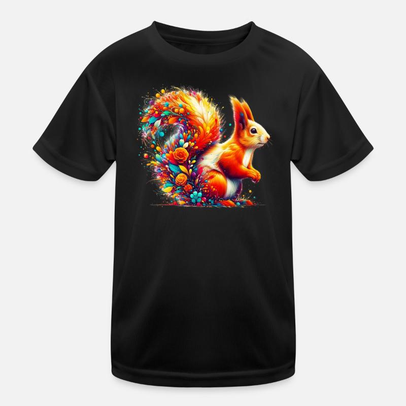 Eichhörnchen - Kinder Funktions-T-Shirt - Schwarz