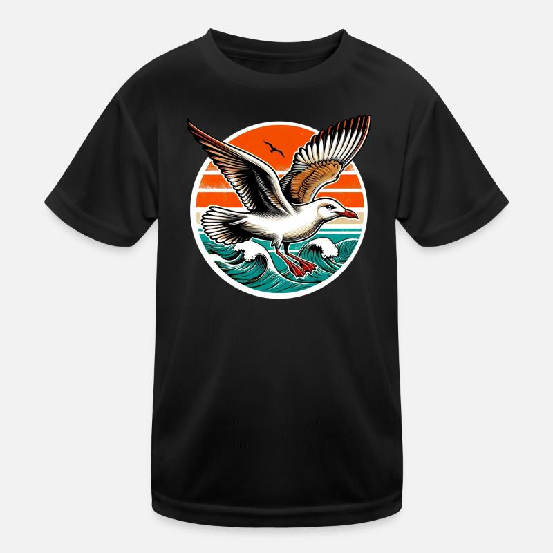 Möwe - Kinder Funktions-T-Shirt - Schwarz