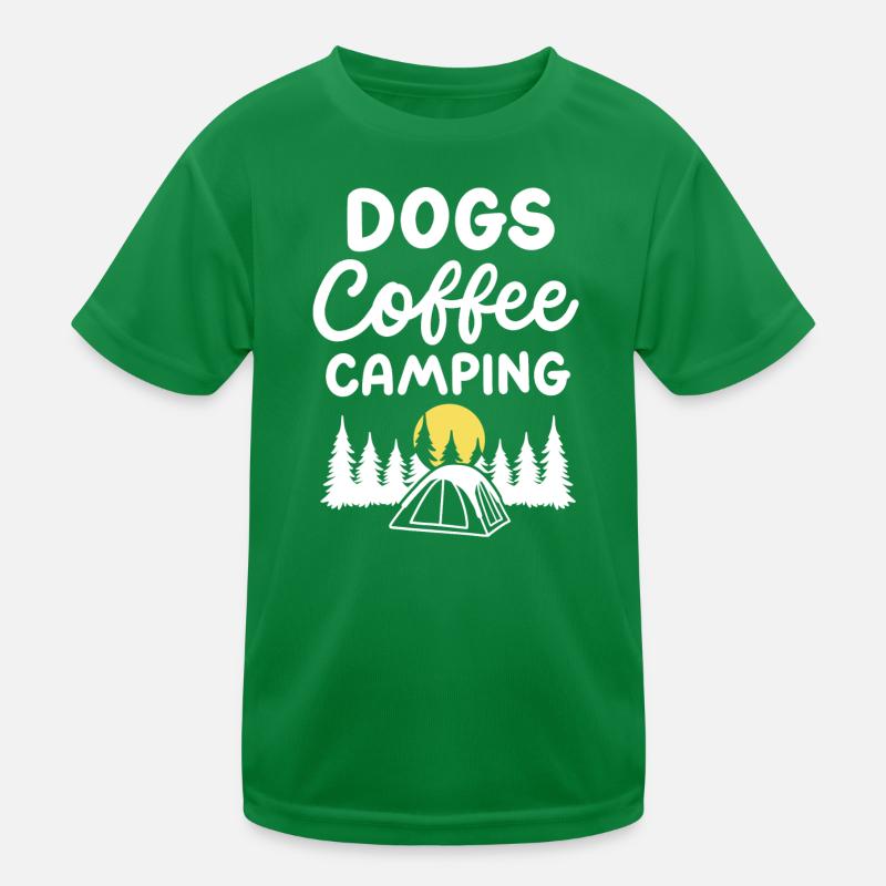 Hunde Kaffee Camping Kinder Funktions-T-Shirt