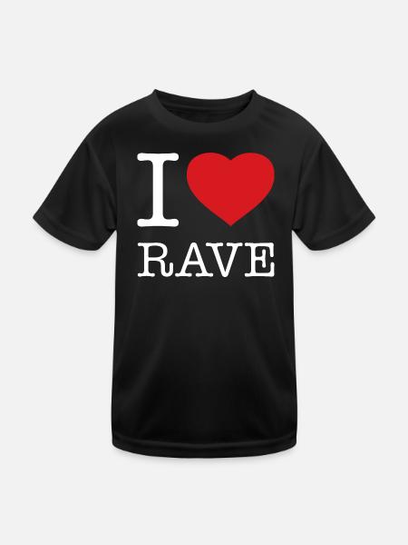 I LOVE RAVE - Kinder Funktions-T-Shirt - Schwarz - Vorne