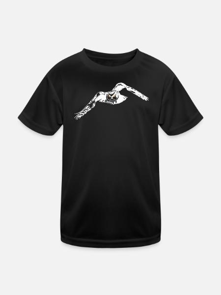 Uhu lineart - Kinder Funktions-T-Shirt - Schwarz - Vorne