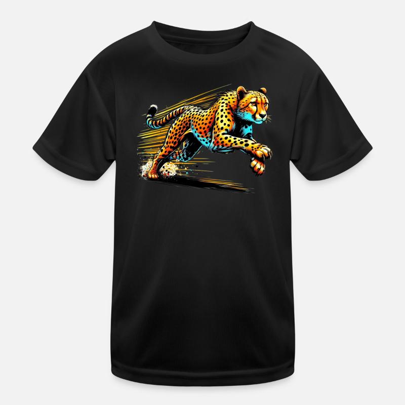 Gepard - Kinder Funktions-T-Shirt - Schwarz