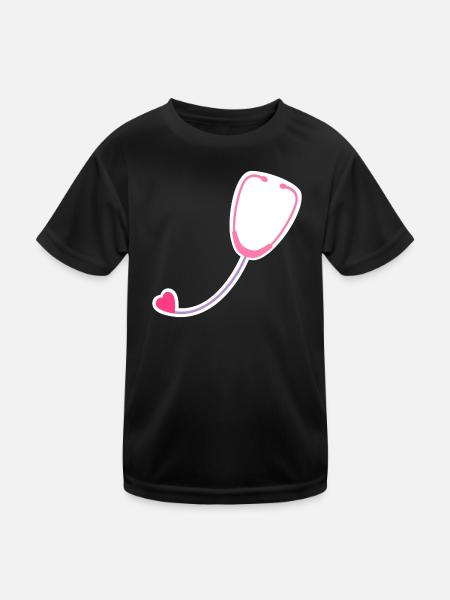Coloured stethoscope - Kids Functional T-Shirt - black - Front
